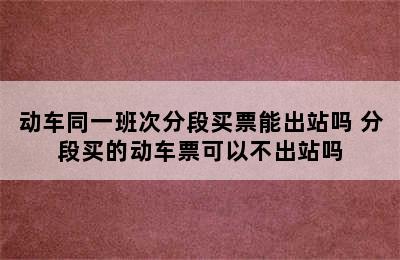 动车同一班次分段买票能出站吗 分段买的动车票可以不出站吗